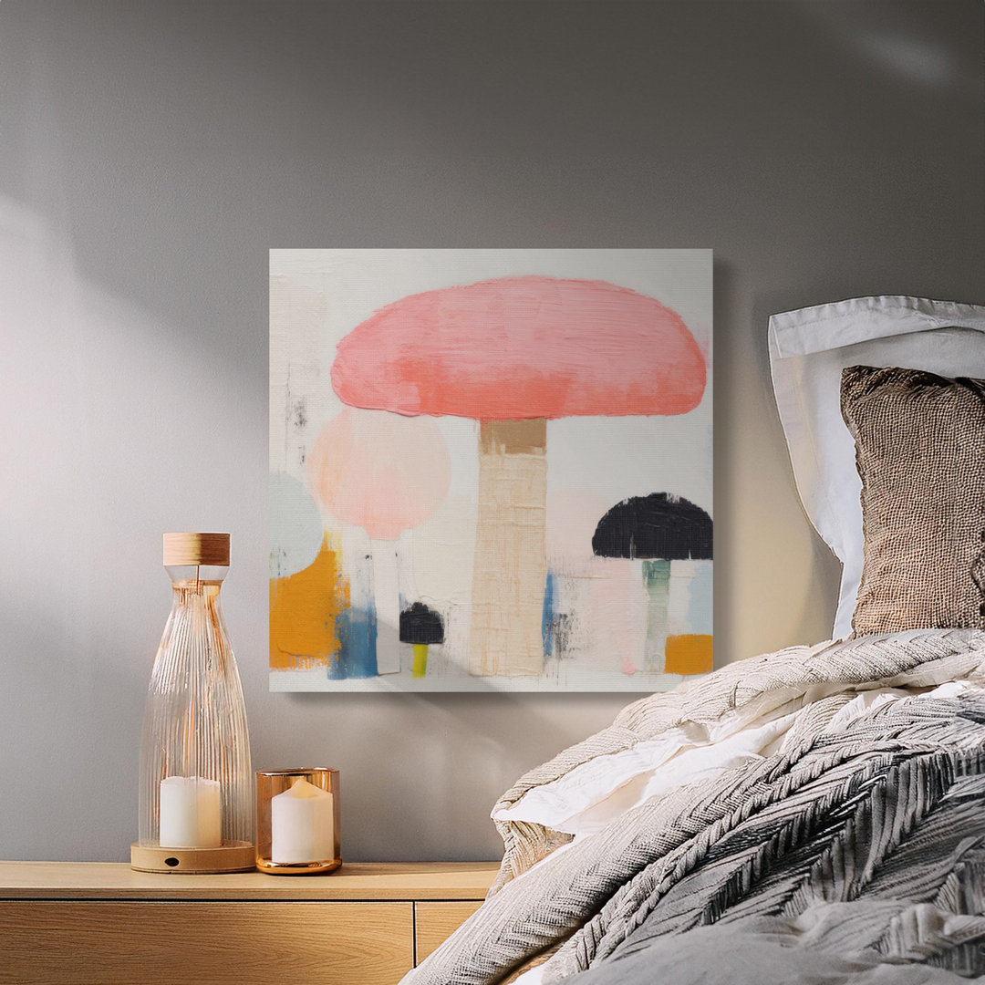 Abstract Mushroom Canvas Wall Art, Modern Geometric Print, Gallery Wrapped, Ready to Hang, Archival Quality, Home Decor, Statement Piece