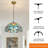 Single Head Green Floral Tiffany Chandelier， Adjustable Height Hanging Lamp For Kitchen Dining Roon