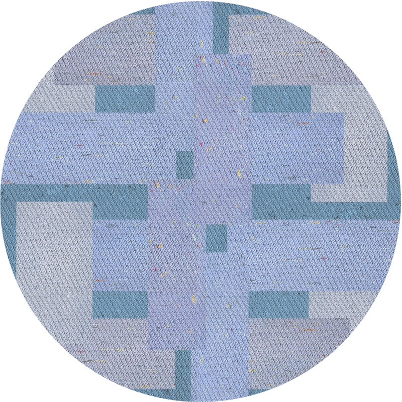 Tapis bleu tissé à la machine, Rond 6 pi