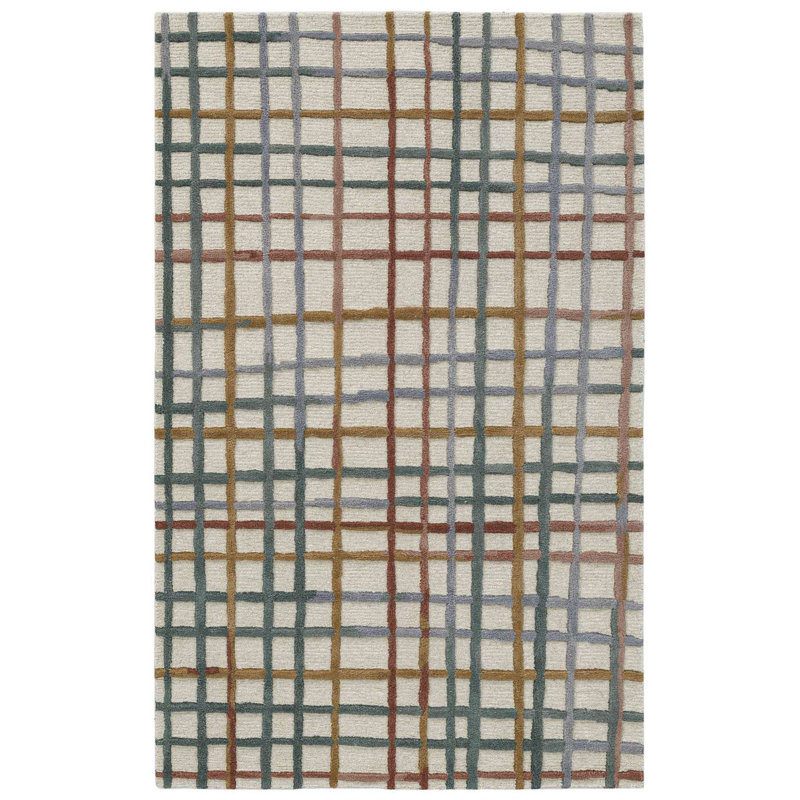 Polychrome Rug: Modernist Hand Tufted Rug in Multi, Rectange 5' x 8'