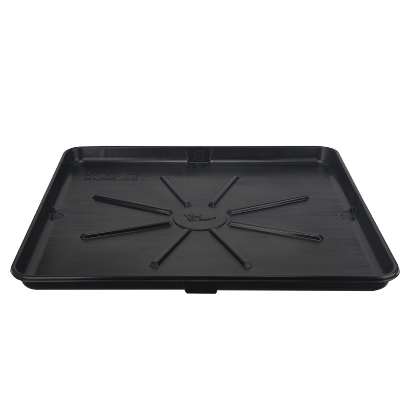 Uni-green 28x32 Inch Washing Machine Drip Pan With Raised Rim, Leak-proof Spill Tray, Includes Rigid 1-inch Drain Pipe, Black