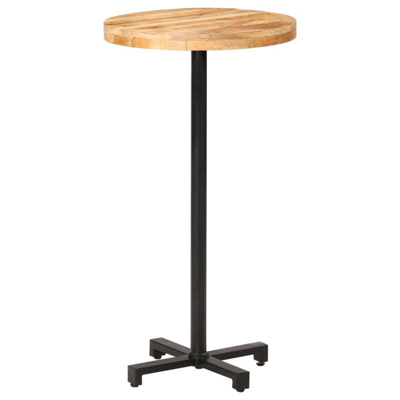 Table bistro ronde en bois massif récupéré, P 23,62 po x L 23,62 po, Chêne