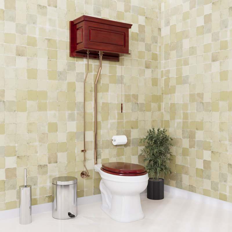 Elongated Wall Hung Toilet (Seat Not Included), Cherry/Gold