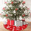 Jupe d'arbre de Noël flocon de neige en tissu doux, housse d'arbre rouge pour décoration des Fêtes, rouge 30 po-130397960