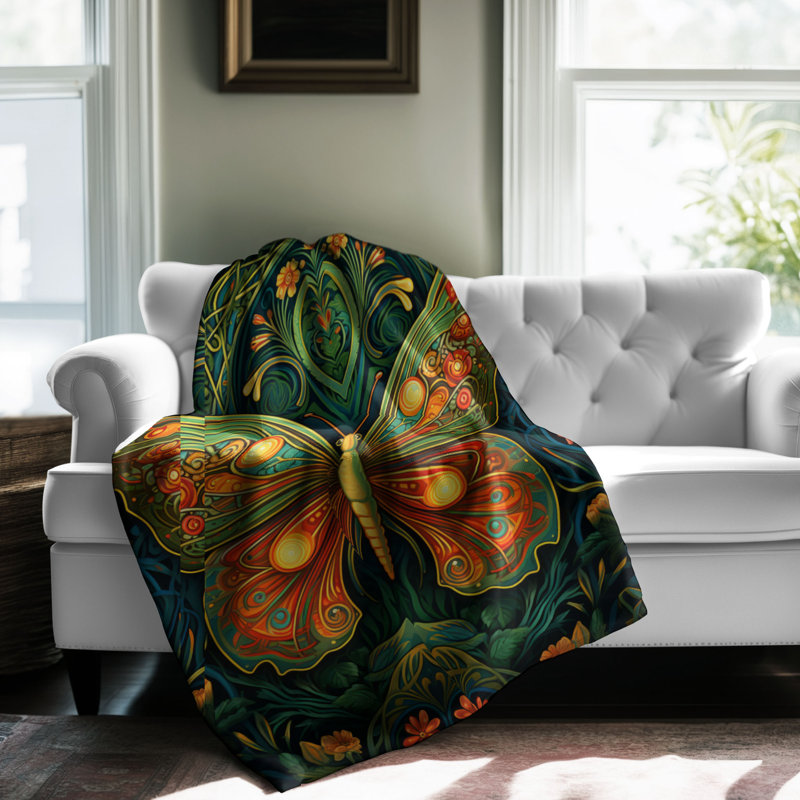 Exquisite Butterfly - 1 Piece Premium Sherpa Blanket, Twin