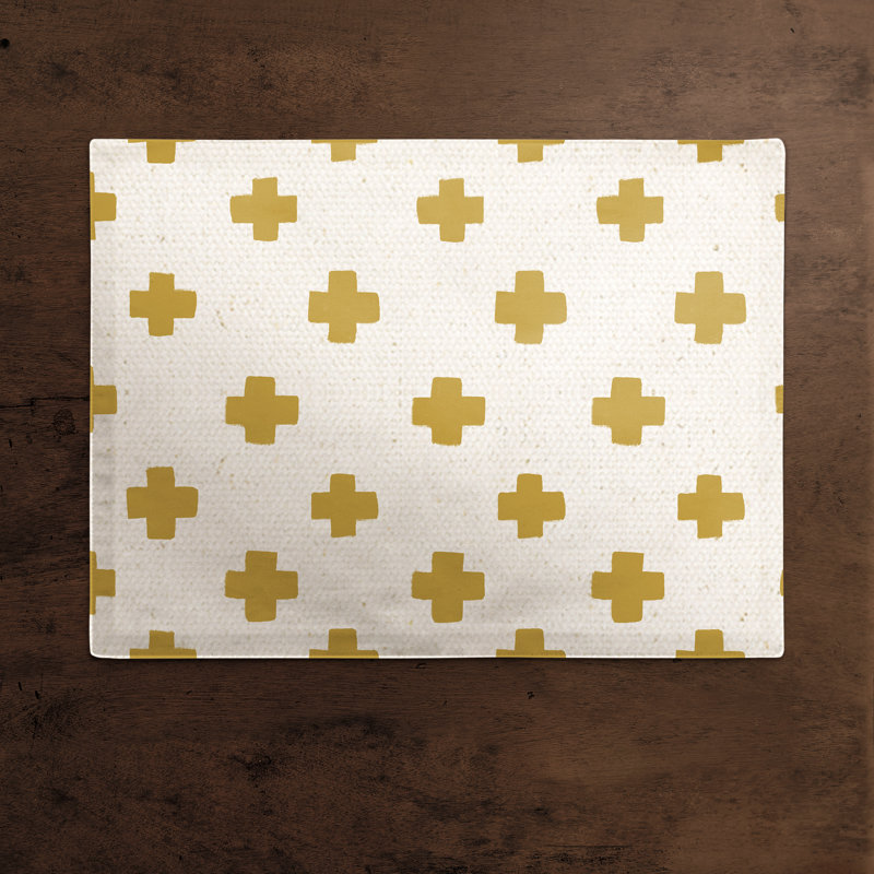Napperon à motif de croix suisse., Jaune