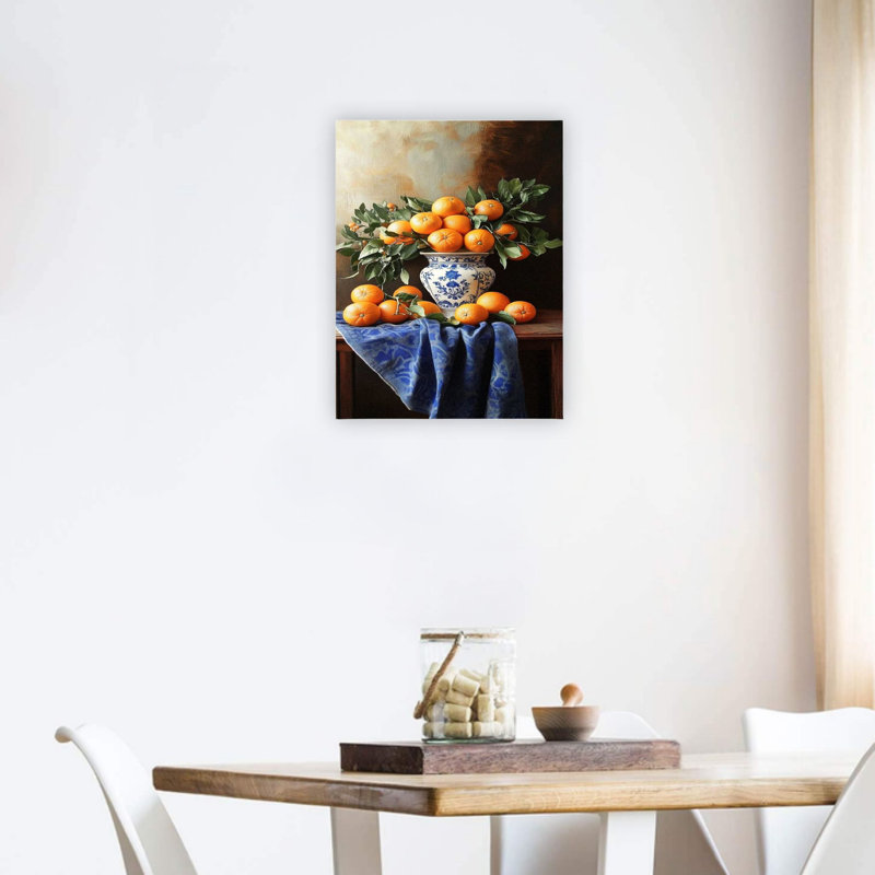 Décoration florale orange sur toile orange 24 "x 18"