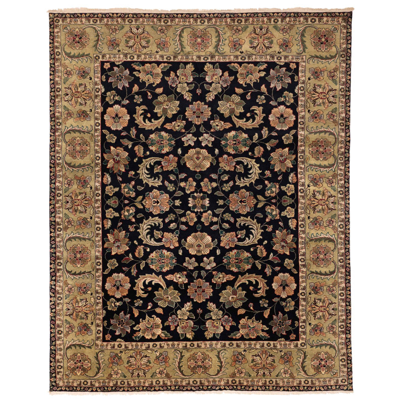 Tapis noir Finest Agra Jaipur 7 pi 11 po x 9 pi 9 po