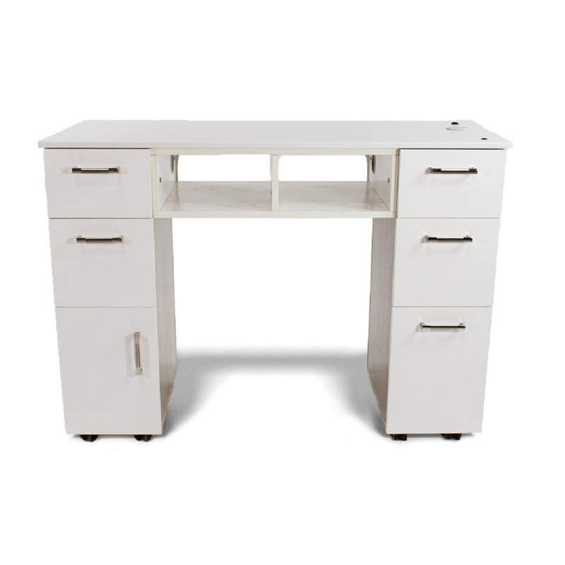 Bureau manucure Seneca, Gris / bois