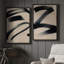 Art mural encadré sur toile - Lignes noires abstraites pour le salon - 16 po x 24 po x 2 pièces-1910473394-1910473393