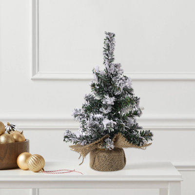 Petit sapin de Noël Mini sapin de Noël Mini sapin en forme de sapin avec base en bois pour décoration de table