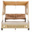 Lit en forme de voiture en bois ludique avec coussin moelleux, toile de plafond et lumières à DEL