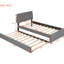 Lit plateforme tapissier gris avec lit gigogne