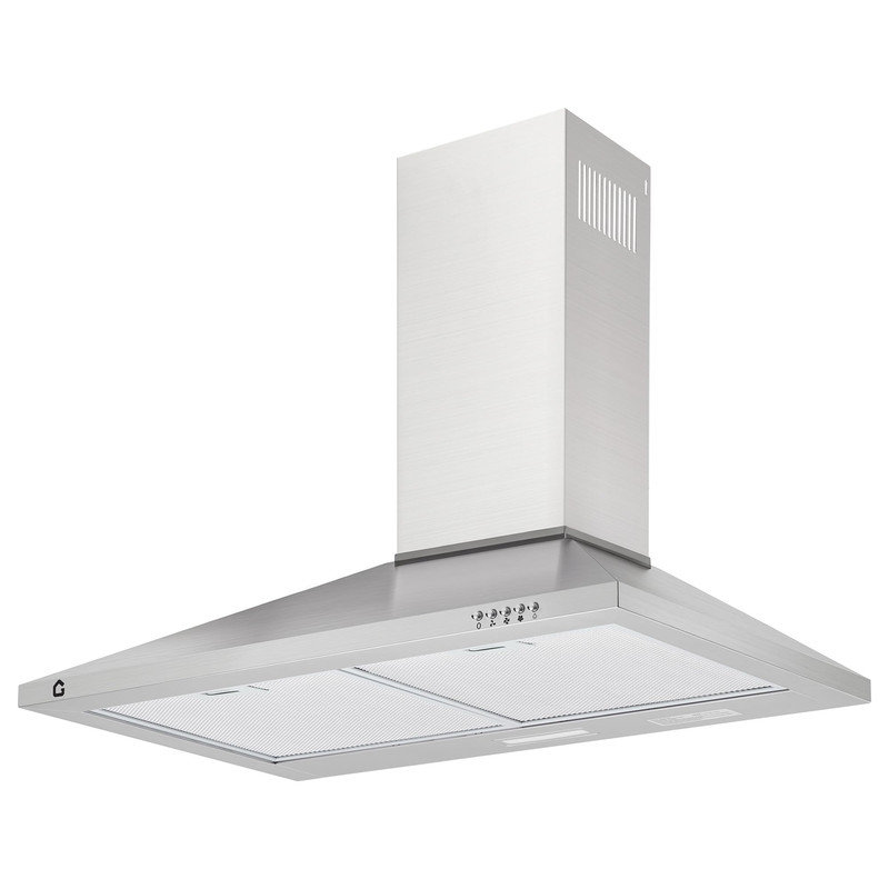 Hotte murale 30 pouces - 250 CFM, acier inoxydable, style cheminée, bouton-poussoir mécanique, lumière DEL