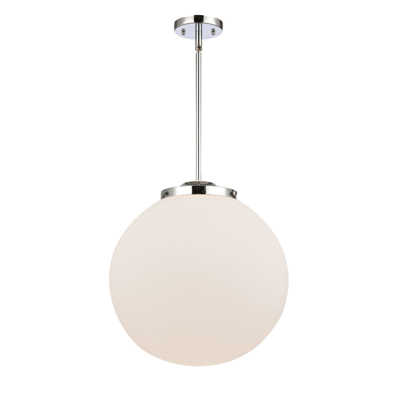 Luminaire suspendu sphère 1 lumière Frederick, Blanc mat, H 17 po x l 16 po x P 16 po, Or satiné