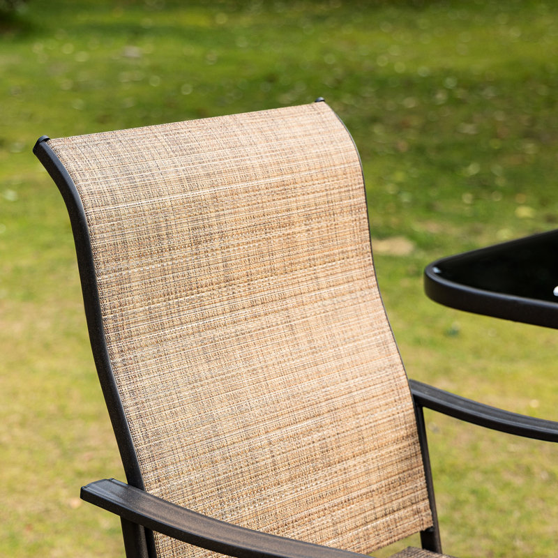 2Pcs Swivel Chairs With For Patio, Brown Steel Frame Outdoor Balcony, Backyard, Poolside Bar Stools , Backyard