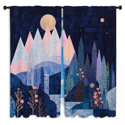 Rideaux de fenêtre montagnes, drapeaux bohémiens bohémiens - 2 panneaux