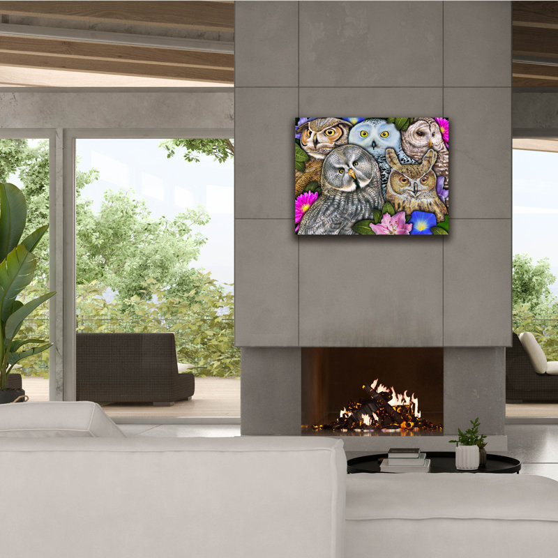  «Owls» par Tim Jeffs, art mural sur toile, 34 po x 26 po, H 26 po x l 34 po