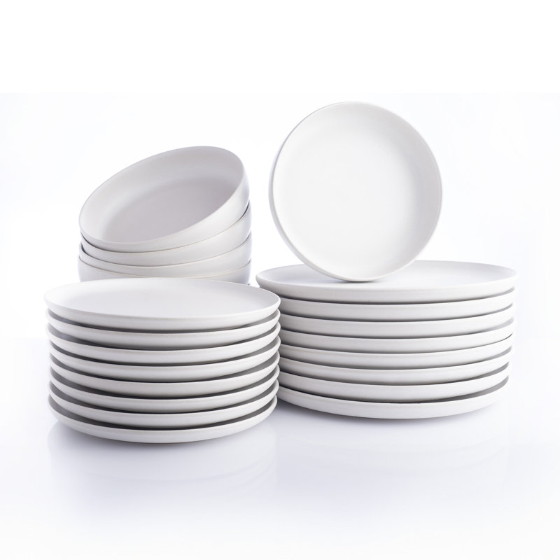 Porto By Stone Lain Macchio 24-Piece Dinnerware Set Stoneware, White