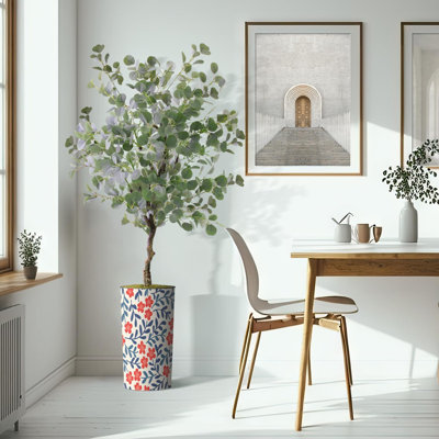 Artificial Tree In Modern Planter, Fake Eucalyptus Silk Tree Home Decoration (Plant Pot Plus Tree)