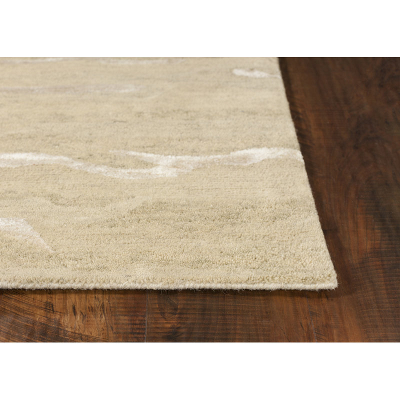 Tapis en laine touffeté à la main Devises, Beige, Rectangle 8 pi 6 po x 11 pi 6 po