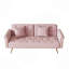 Canapé-lit de 69,7 po de long recouvert de velours rose avec garniture cloutée et coussin décoratif assorti-1609339490