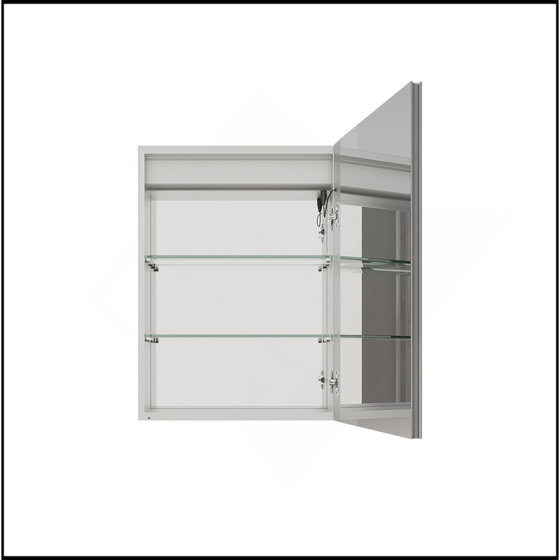High-Quality 26X20 Inch Bathroom Medicine Cabinet With LED Mirror, Anti-Fog, Waterproof, 3000K~6000K Single Door Lighted Bathroom Cabinet With Touch Swich, Dimmable,Recessed Or Surface Mount (Right Door)