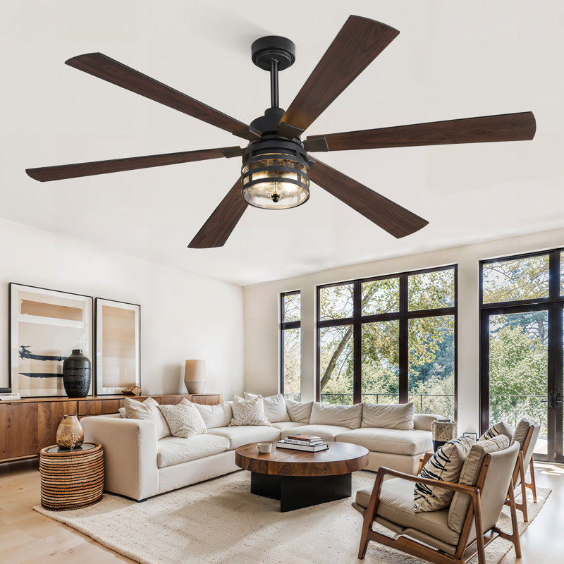  Ventilateur de plafond noir de 65 po avec ensemble d'éclairage et télécommande Cissline pour chambre à coucher / salon / salle d'étude