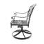 Chaise de patio pivotante en fonte d'aluminium 6 pièces avec structure noire et coussins bruns