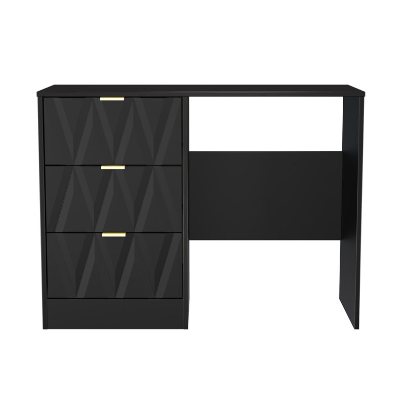 Besmir 3 Drawer Vanity (Ready Assembled), Deep Black/Black Matt