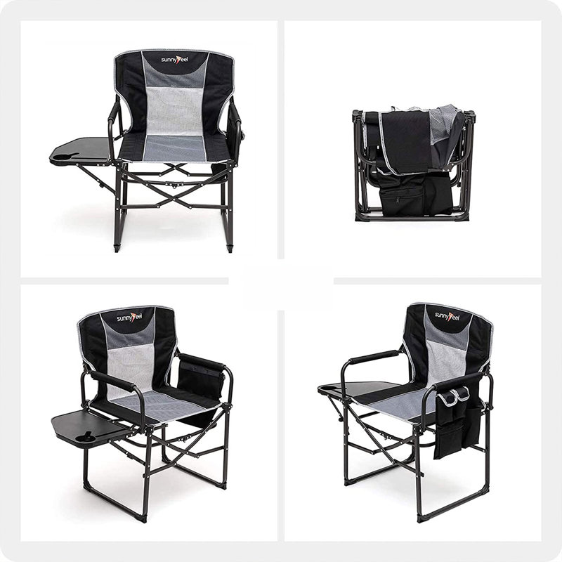 Folding Director Chair, Black/Gray