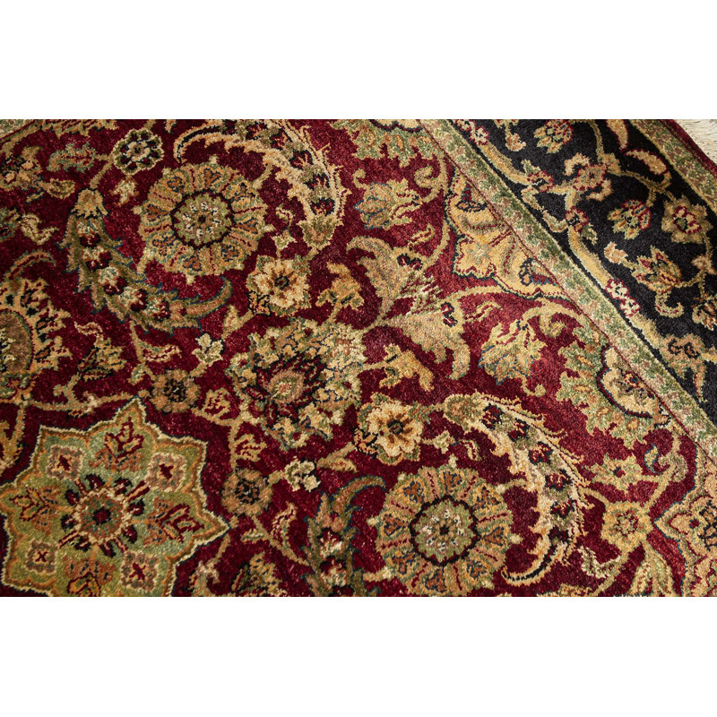 Hand-Knotted High-Quality Red and Black Area Rug