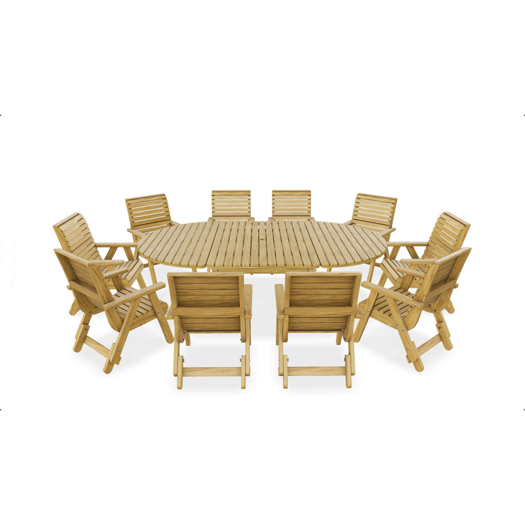 Amelia Wooden Oval Garden Table and Chair Set | 10 Seater | PEFC ® Certified Scandinavian Redwood |13 Pieces, 10 Elli Flipleg Chairs, 1 Amelia 1.45 x