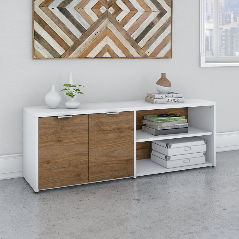 Jamestown 59.17'' Wide 4 - Shelf Credenza, Fresh Walnut/White