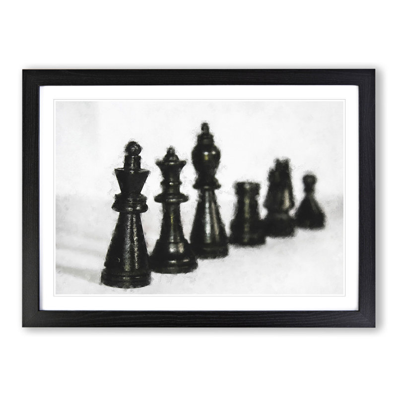 Chess Pieces Vol.1 - Picture Frame Graphic Art, 27cm H x 36cm W x 2cm D, Black Framed