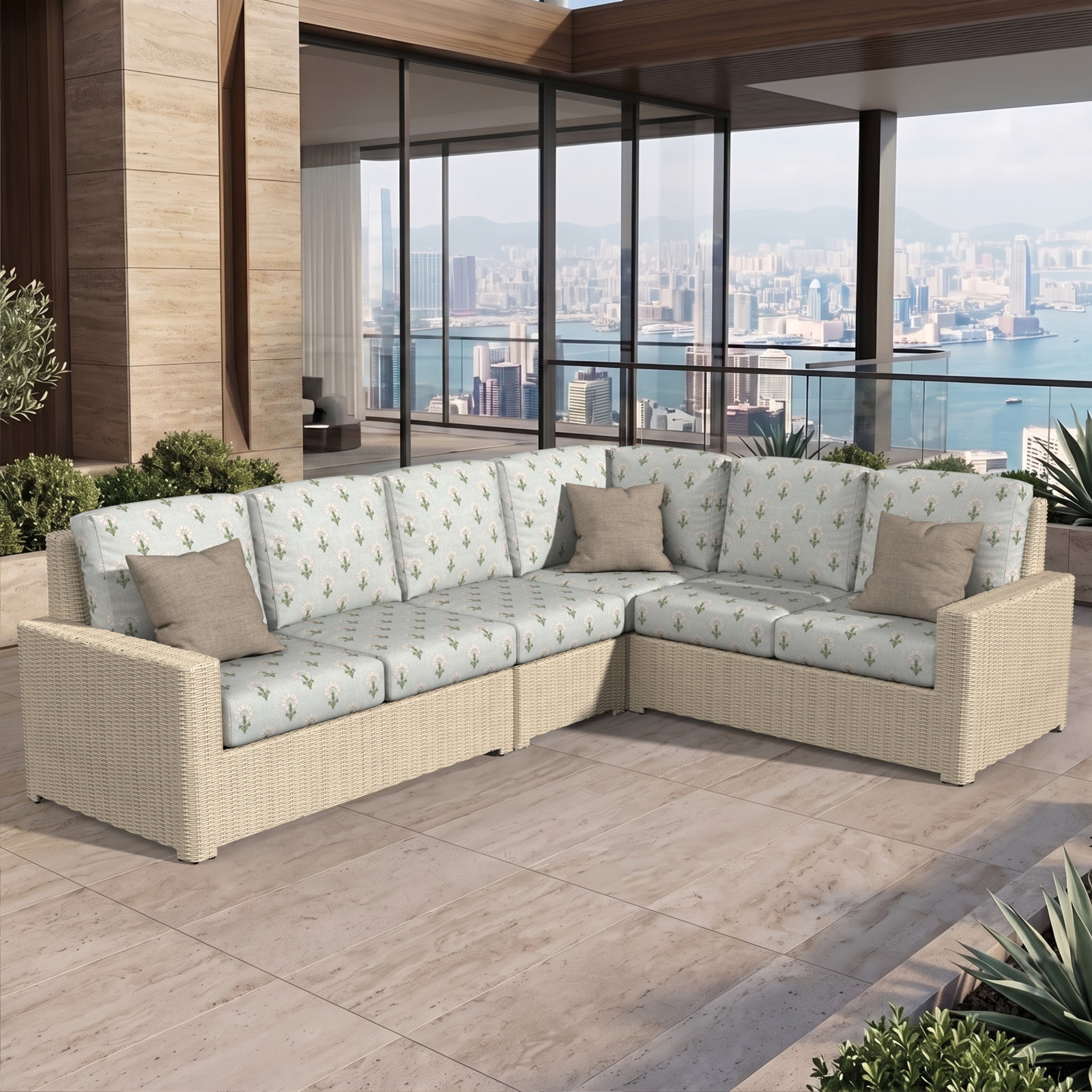 Henri 116" Sunbrella® Patio Sectional Set, Sunbrella® Canvas Granite