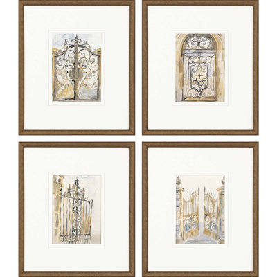 «Gates» par Jardine - Ensemble de 4 reproductions encadrées sur papier