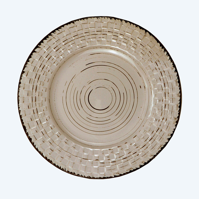 Service de vaisselle à motif de tissage patiné pour quatre personnes de seize articles de Lorren Home Trends, Moka