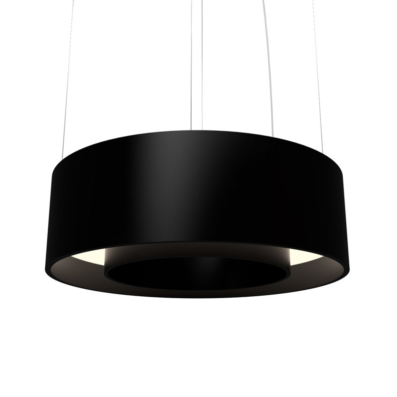 Imbuia Wood LED Drum Pendant Light