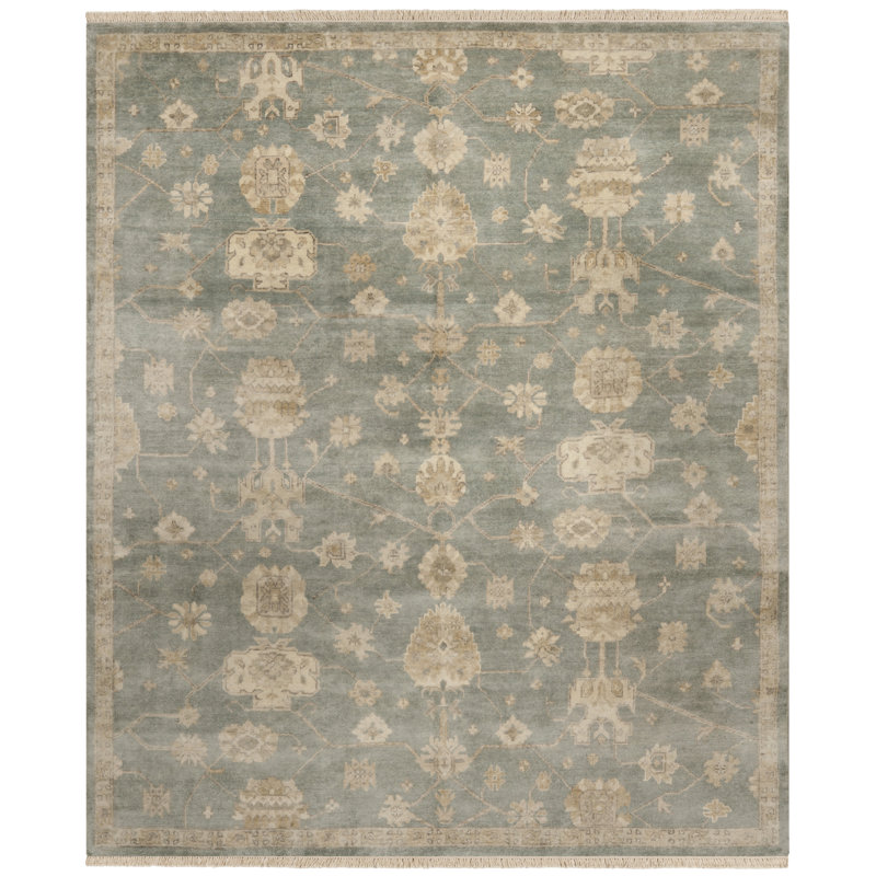 Ajanthan Hand Knotted Wool Blue/Ivory Rug