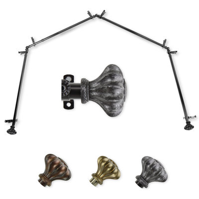 Darcey 112"-192" Adjustable Bay Window Curtain Rod