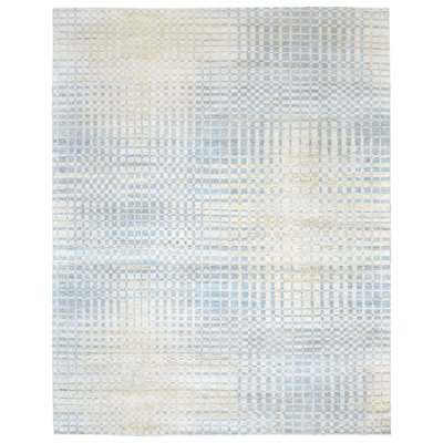 Handmade Silk and Wool Geometric Area Rug