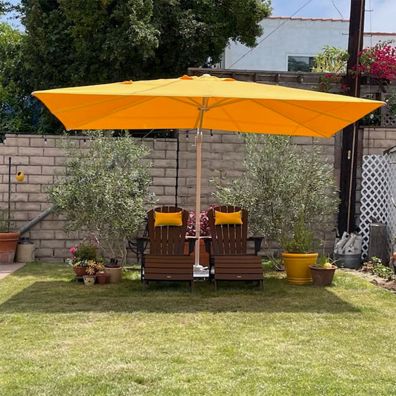 Parasol en porte-à-faux carré jaune pâle avec base blanche 108 po x 132 po PURPLE LEAF, Jaune