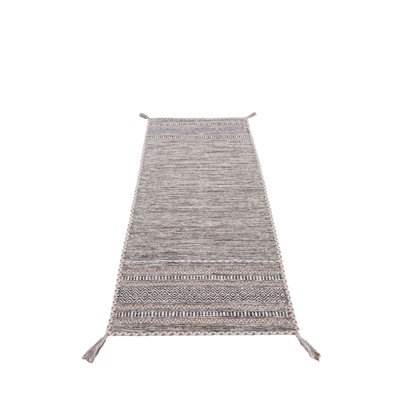 Azizi Striped Hand Woven Cotton Beige Rug