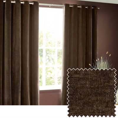 Heavy Chenille Room Darkening Eyelet Curtains