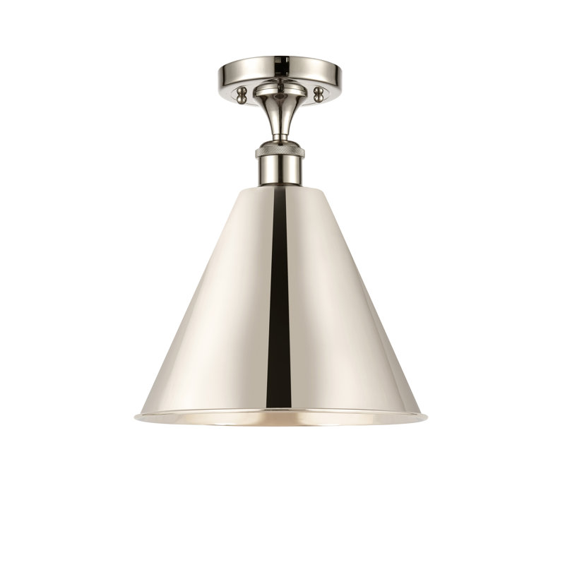 Plafonnier semi-encastré 1 lumière 8 po, H 14,75 po x l 12 po x P 12 po, Ampoule non incluse, Nickel poli