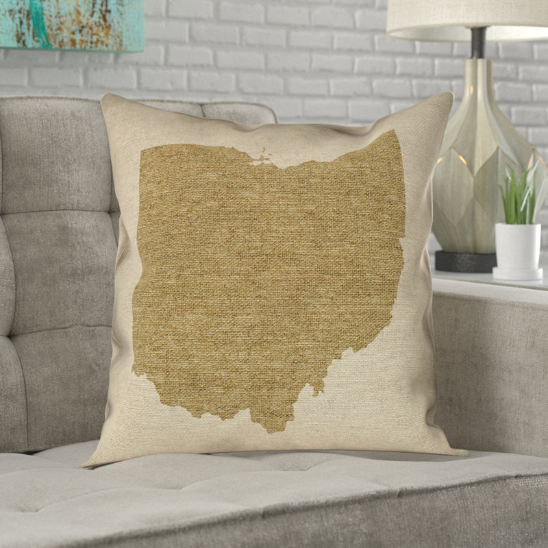 Oreiller Katelyn Smith Ohio, 14 po x 14 po, Coussin décoratif en simili suède