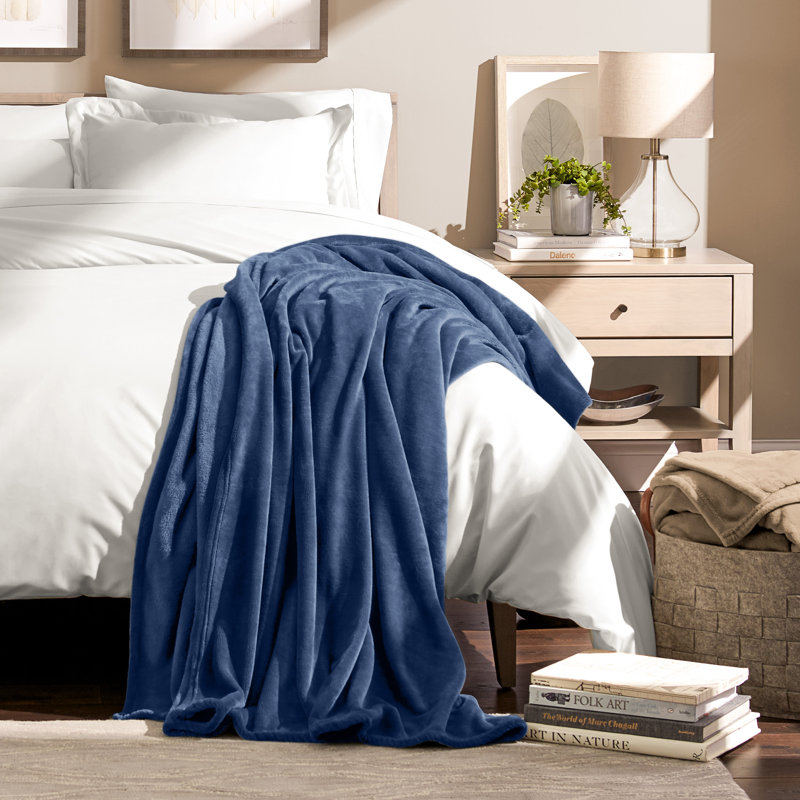 Couverture polaire Bare Home, Bleu foncé, Très grand