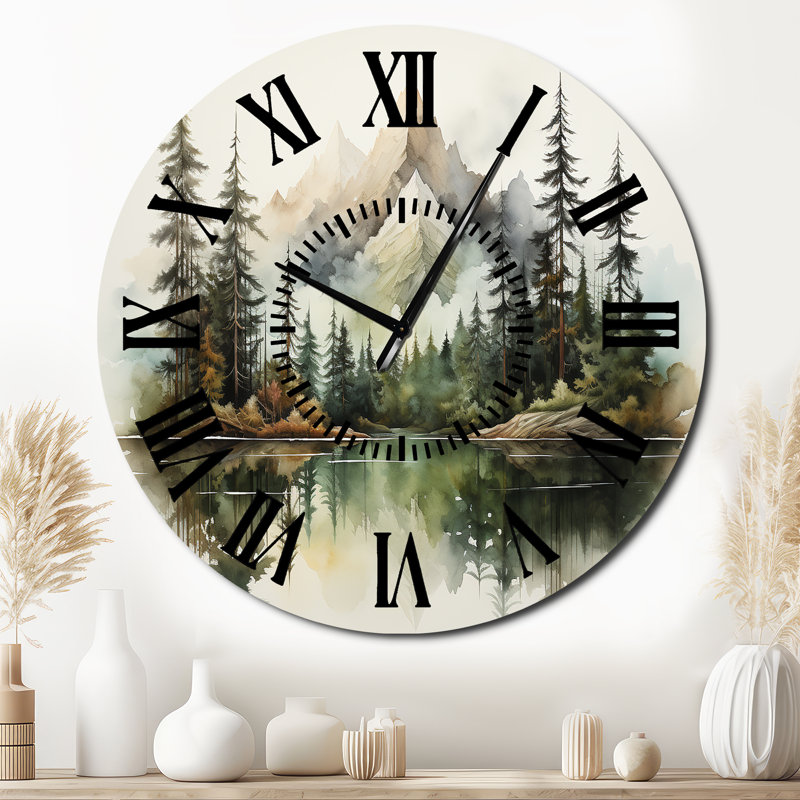 Horloge murale Watercolor Mountain Dreamscape - Mountain, Surdimensionné