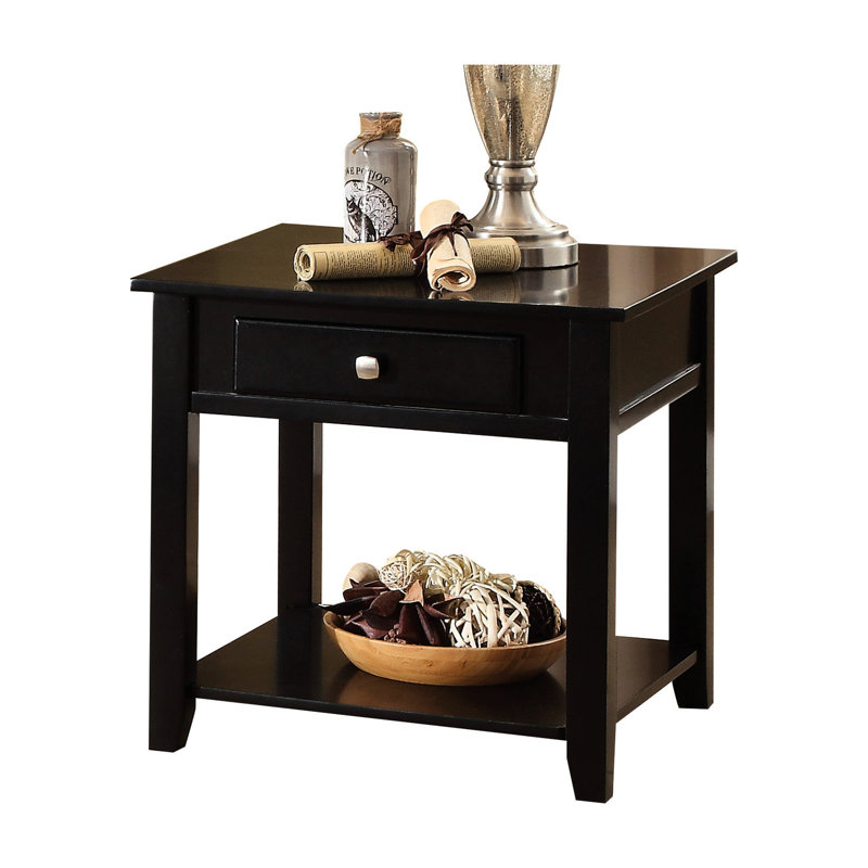 Table de bout rectangulaire noire pour espace de vie - 22 pouces de hauteur avec une surface